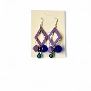 Elegant Purple and Blue Geometric Earrings